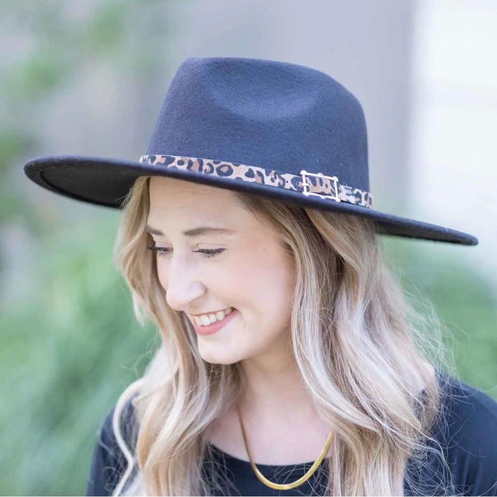 The Royal Standard Monsoon Wool Hat in Black/Leopard NWT